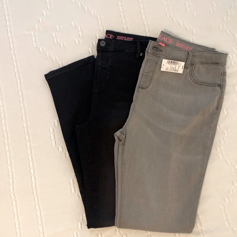 NWT gray pair and black pair, skinny jeans with adjustable waist band.